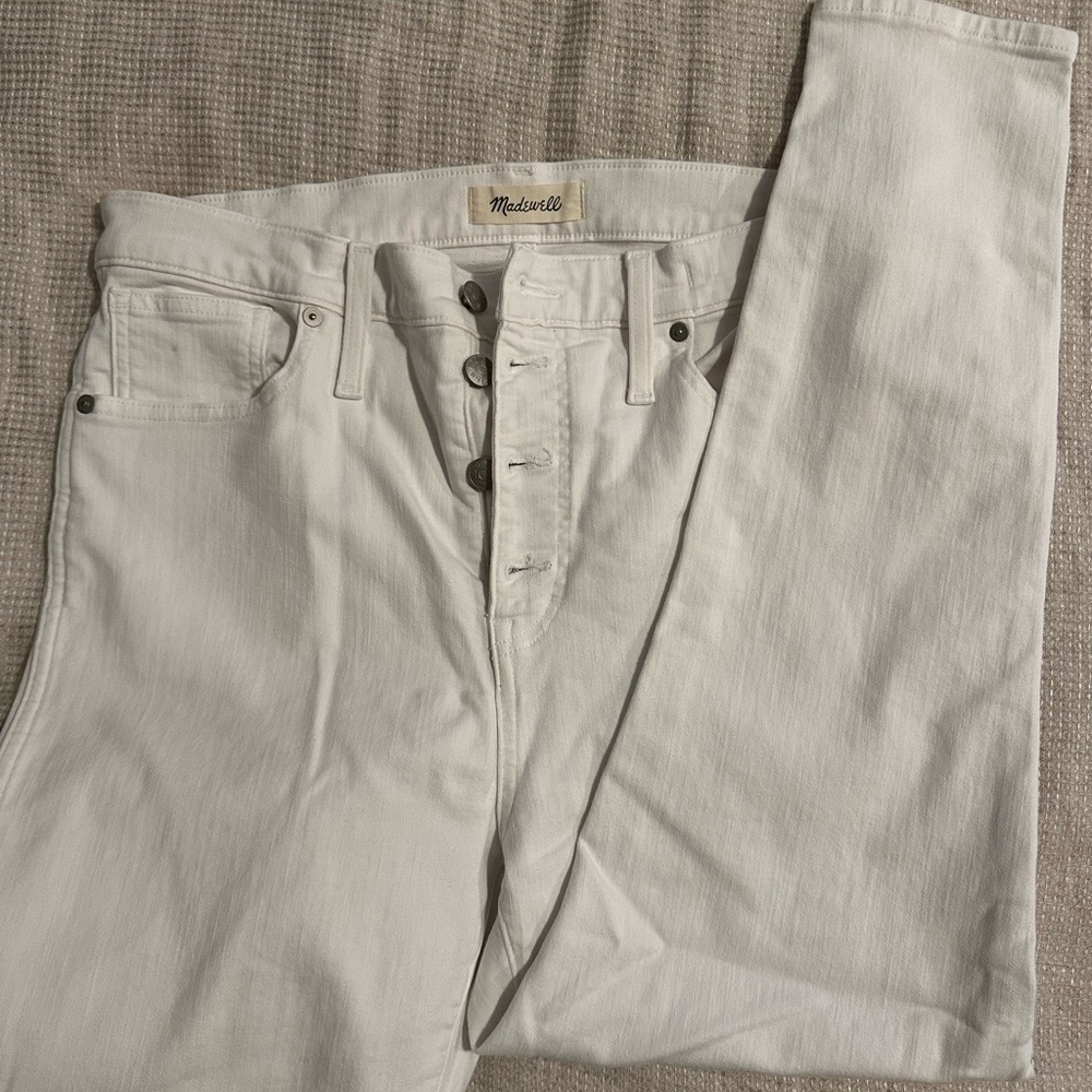 Madewell White High-Rise Skinny Crop Jeans